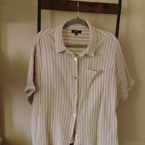 Apt. 9 Men's Casual Cream Striped Shirt
